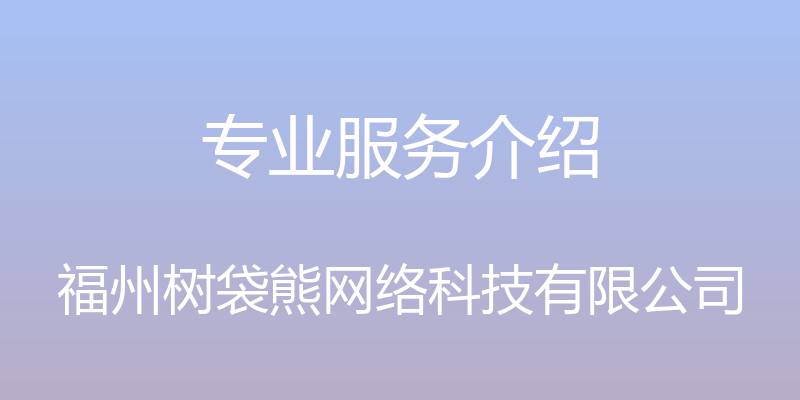 专业服务介绍 - 福州树袋熊网络科技有限公司